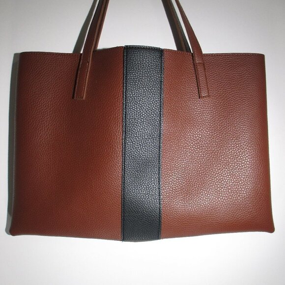 VINCE CAMUTO VEGAN LEATHER HANDBAG LARGE TWO HANDLE TOTE - Picture 2 of 9